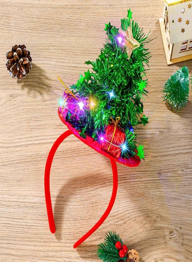 Firuilo Christmas Headband Light Up Christmas Tree Hat Hairbands LED Star Gift Headpieces Xmas Holiday Party Costume Hair Accessories for Women - Image 5